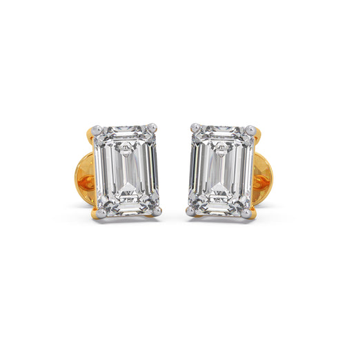 4 ct Elegant Emerald Solitaire Stud Earrings