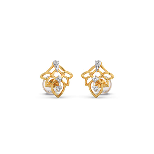 Celestia Fleur Diamond Stud Earrings - Yellow