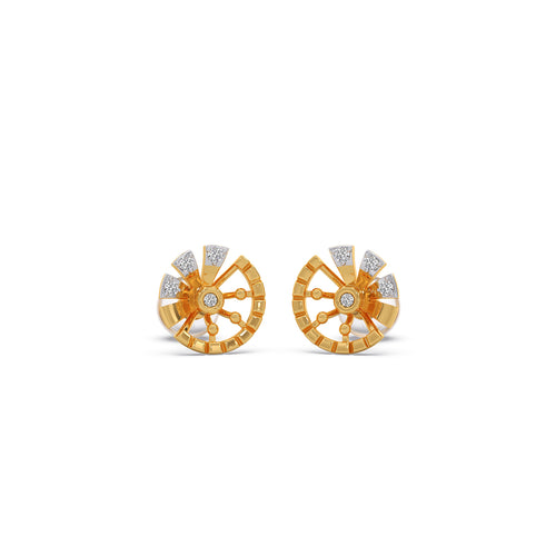 Elegant Wheel Diamond Stud Earrings