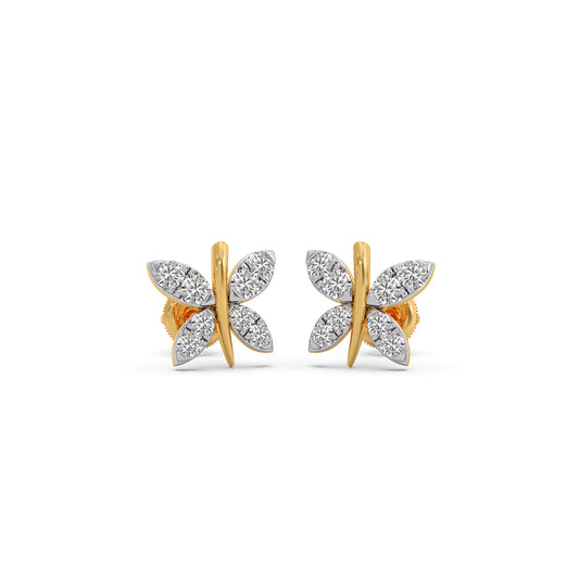 Butterfly Grace Diamond Stud Earrings - Yellow