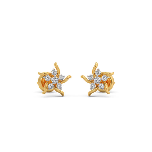 Twinkle Blossom Diamond Stud Earrings - Yellow