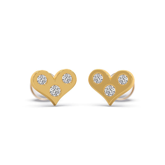 Little Heart Diamond Kid's Earrings - Yellow