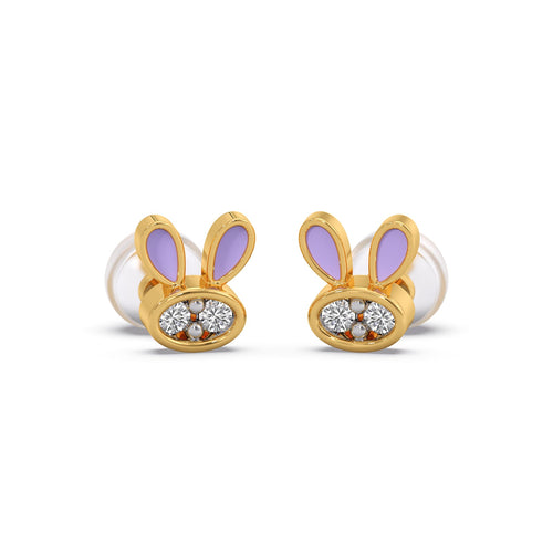 Cute Bunny Diamond Kid's Earrings
