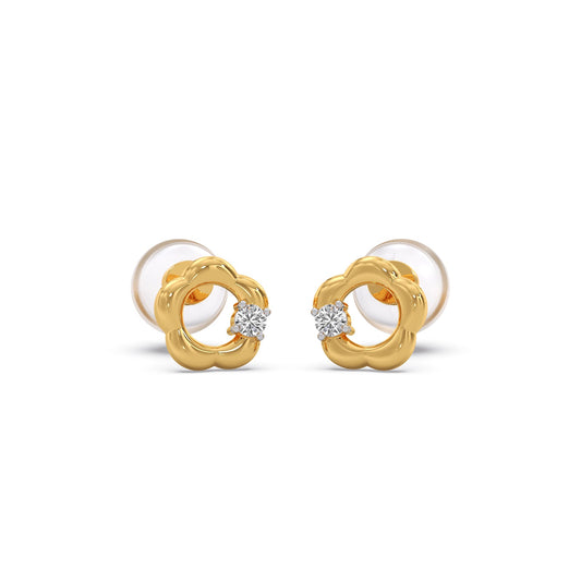 Happy Flower Diamond Kid's Earrings - Yellow