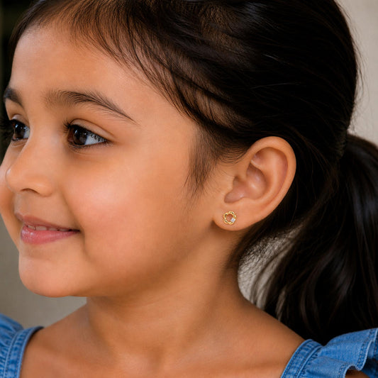 Happy Flower Diamond Kid's Earrings - MQ_AI