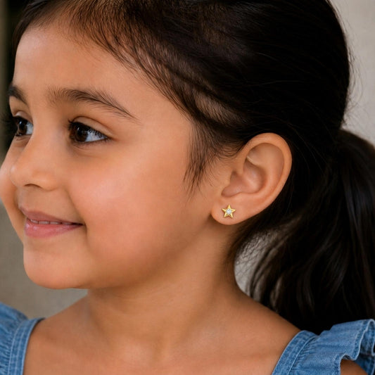 Twinkle Star & Moon Diamond Kid's Earrings - MQ_AI