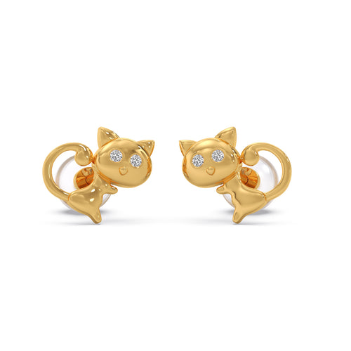 Cute Meow Diamond Kid's Earrings