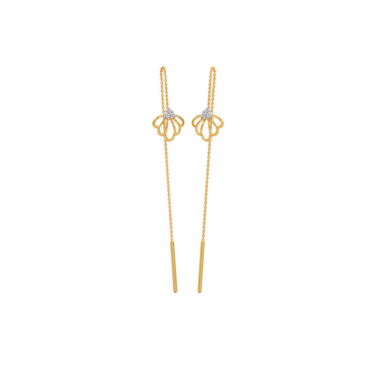 Seashell Diamond Sui Dhaga Earrings - Yellow