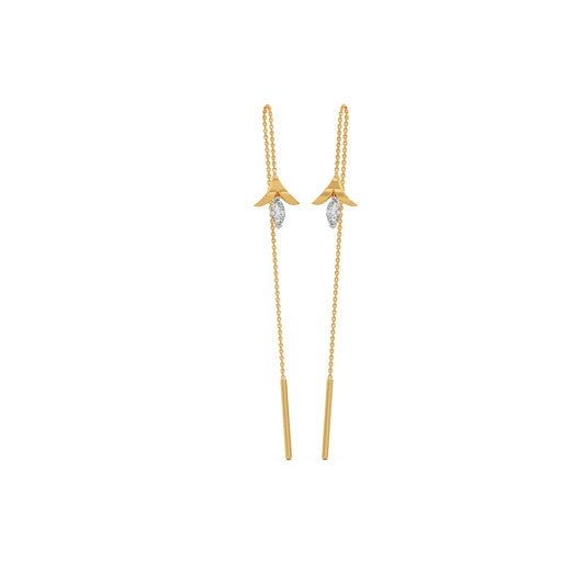 Petal Veil Marquise Diamond Sui Dhaga Earrings - Yellow