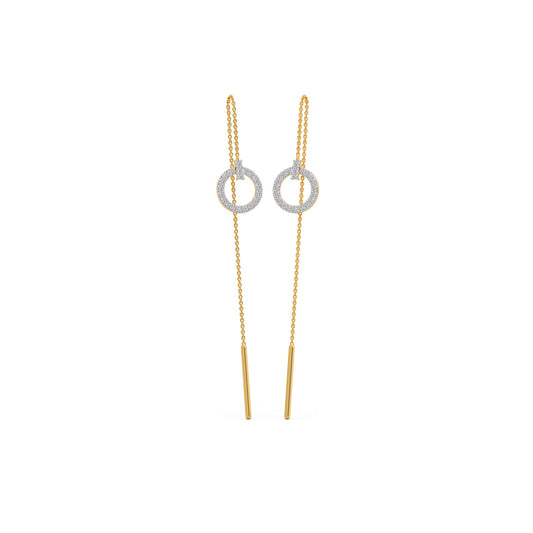 Orbital Round Diamond Sui Dhaga Earrings - Yellow