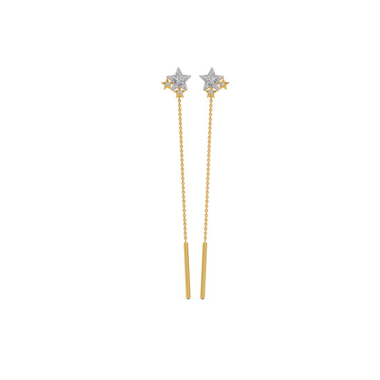 Starlight Constellation Round Diamond Sui Dhaga Earrings - Yellow