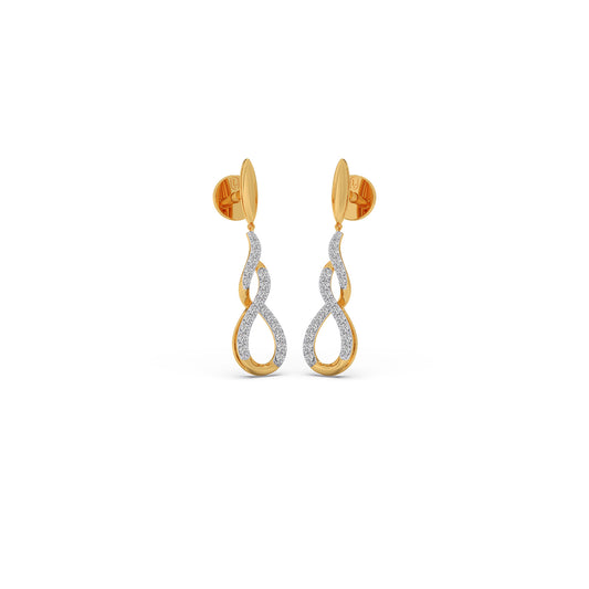 Infinity Twist Diamond Dangle Earrings - Yellow