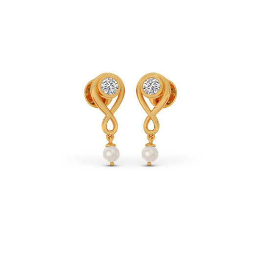 Infinity Grace Pearl Drop Earrings - Yellow