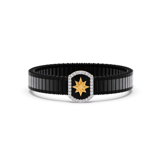 Stellar Halo Diamond Men's Bracelet - Yellow