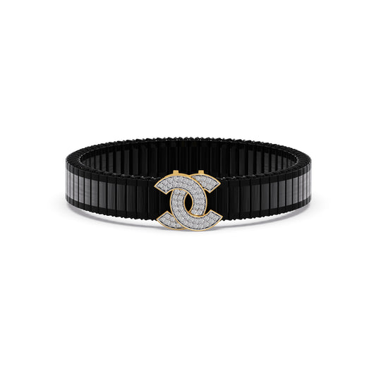 Dual Arc Diamond Men's Bracelet - Yellow