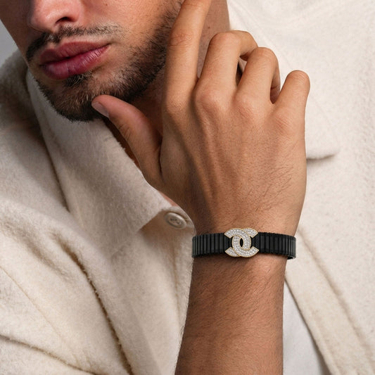 Dual Arc Diamond Men's Bracelet - MQ_AI