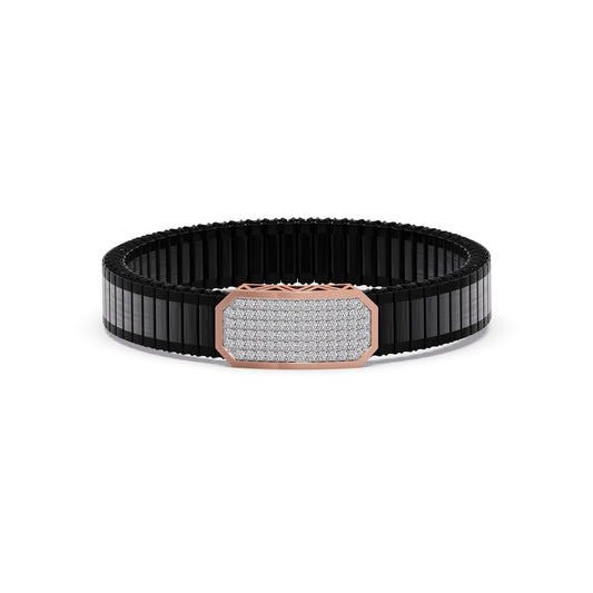 Vertex Shield Pave Diamond Men's Bracelet - Rose