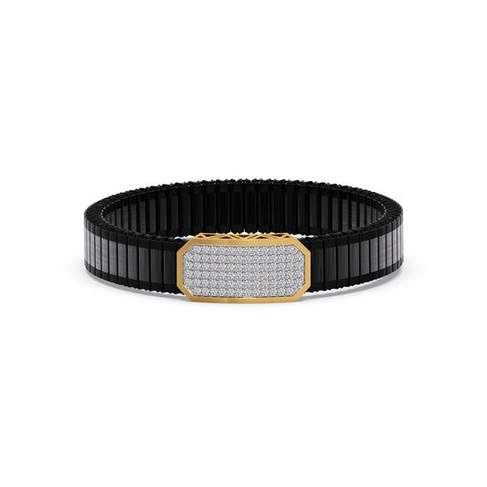 Vertex Shield Pave Diamond Men's Bracelet - Yellow