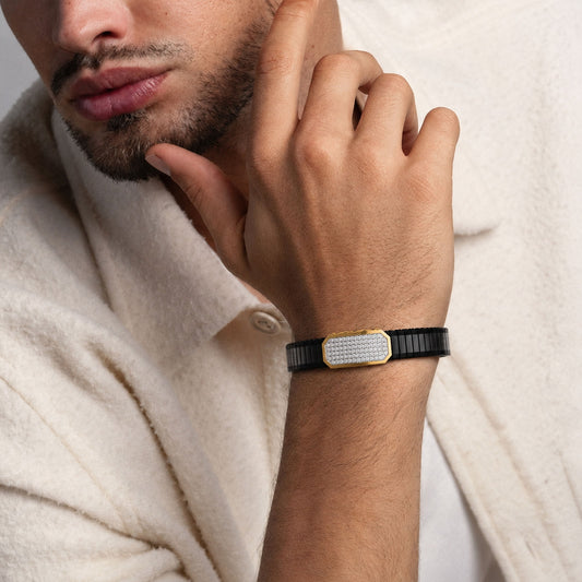 Vertex Shield Pave Diamond Men's Bracelet - MQ_AI