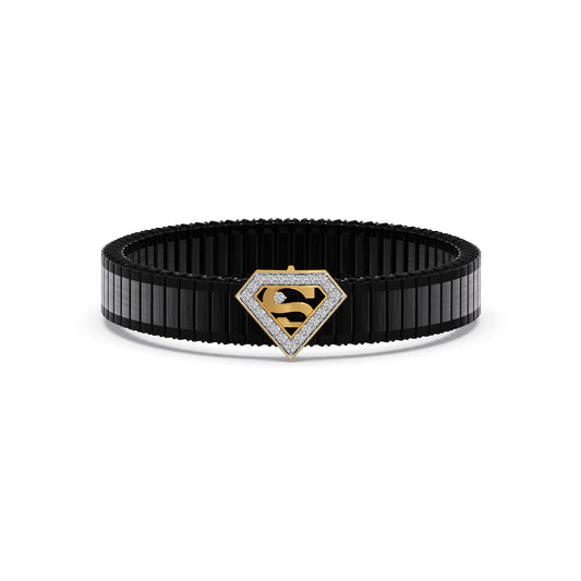 Shield S Letter Diamond Men's Bracelet - Yellow