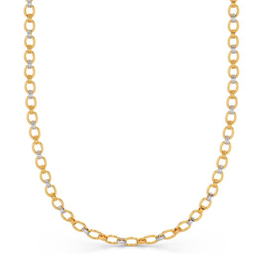 Two-Tone Oval Rolo Men's Chain - Yellow