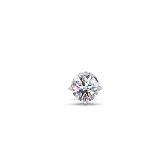 Dazzling Round Solitaire Men's Stud - White
