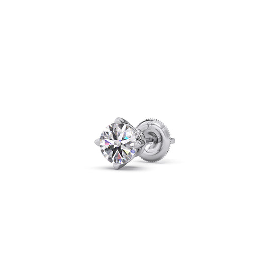Dazzling Round Solitaire Men's Stud - White