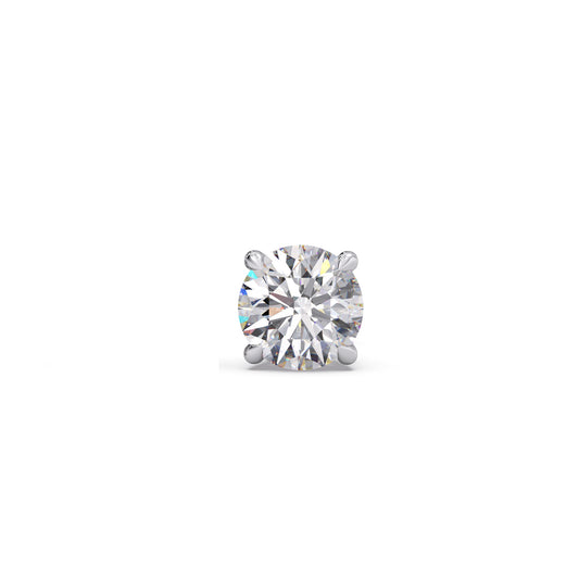 Contemporary Round Solitaire Men's Stud - White