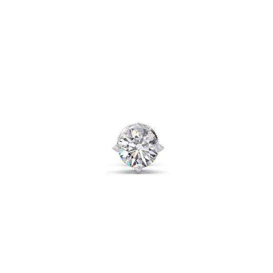 Elegant Round Solitaire Men's Stud - White