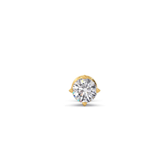 Elegant Round Solitaire Men's Stud - Yellow