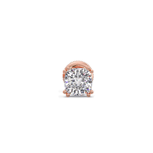 Delicate Cushion Cut Diamond Men's Stud - Rose