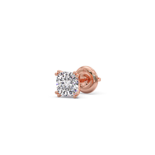 Delicate Cushion Cut Diamond Men's Stud - Rose