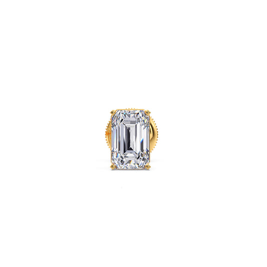 Sophisticated Emerald Cut Solitaire Men's Stud - Yellow