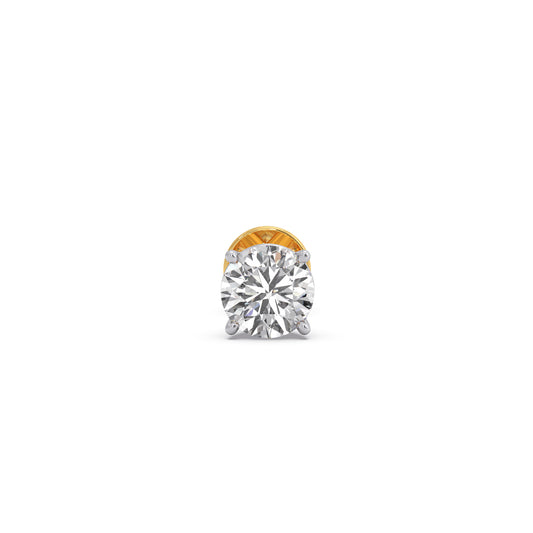 0.75ct Dazzling Round Solitaire Men's Stud - Yellow
