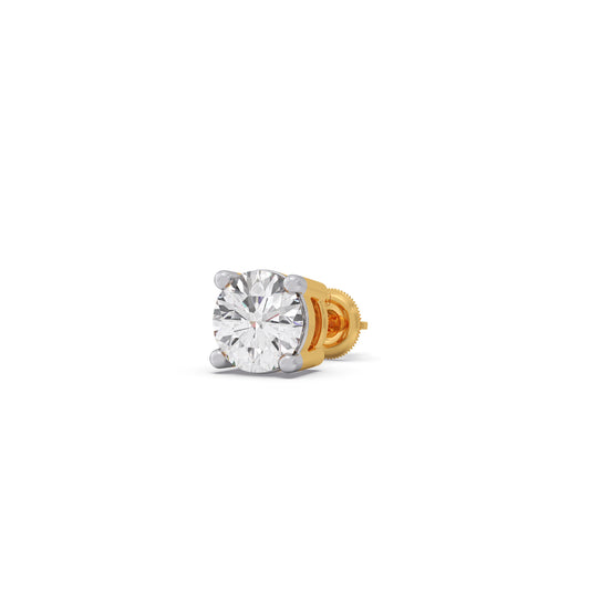 1.5ct Classic Round Solitaire Men's Stud - Yellow