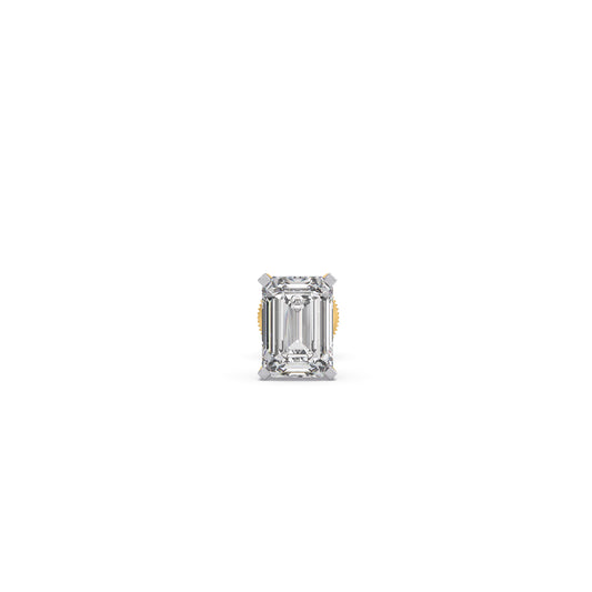 Iconic Emerald Solitaire Men's Stud - Yellow