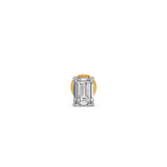 Iconic Emerald Solitaire Men's Stud - Yellow