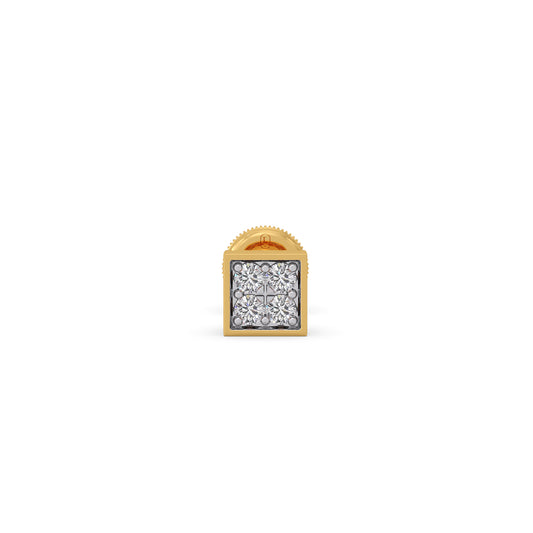 Pave Round Diamond Men's Stud - Yellow