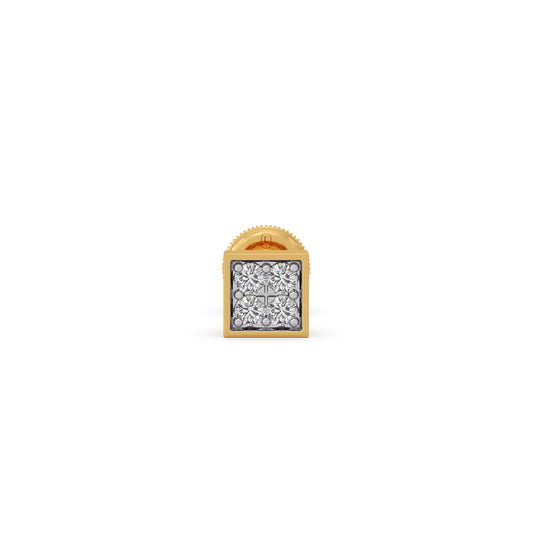 Pave Round Diamond Men's Stud - Yellow