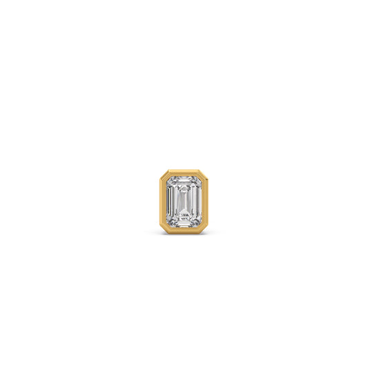Heirloom Emerald Cut Solitaire Men's Stud - Yellow