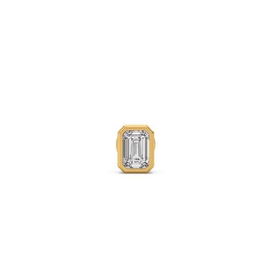 Heirloom Emerald Cut Solitaire Men's Stud - Yellow