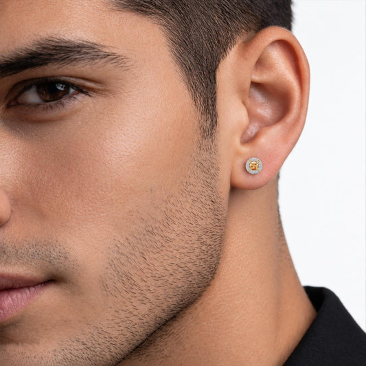 Divine Swastik Diamond Men's Stud - MQ_AI