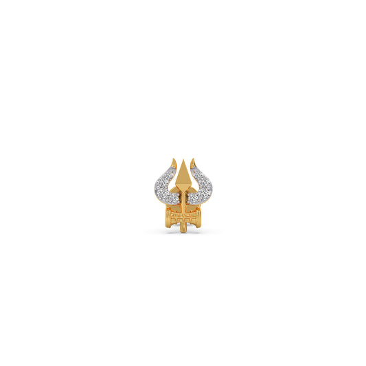 Mahadev Trishul Diamond Men’s Stud - Yellow