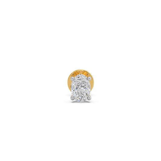 0.25ct Shimmering Oval Solitaire Men's Stud - Yellow
