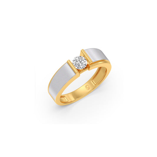 Classic Aura Solitaire Diamond Mens Ring - Yellow