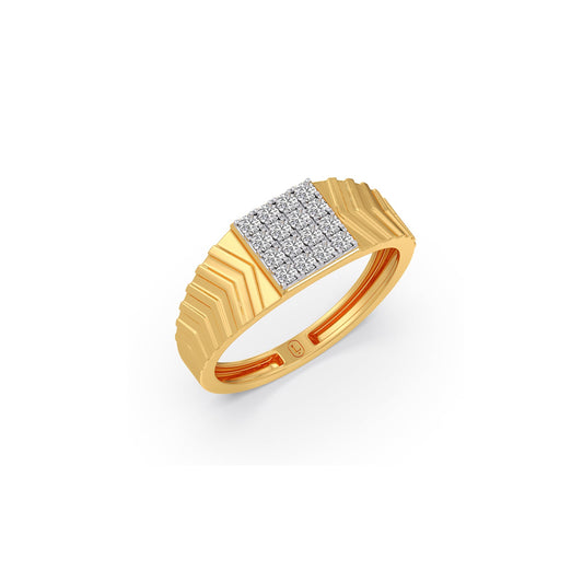 Architect Grid Diamond Men's Ring - Yellow