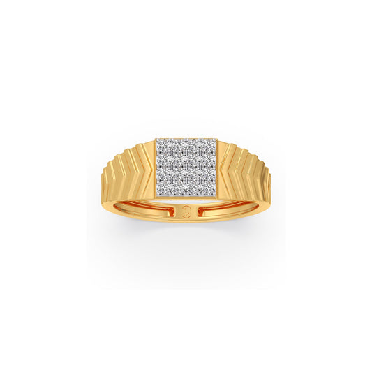 Architect Grid Diamond Men's Ring - Yellow