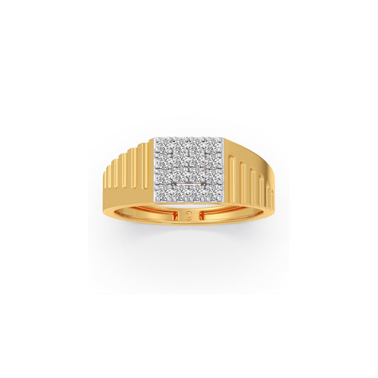 Prestige Grid Diamond Men's Ring - Yellow