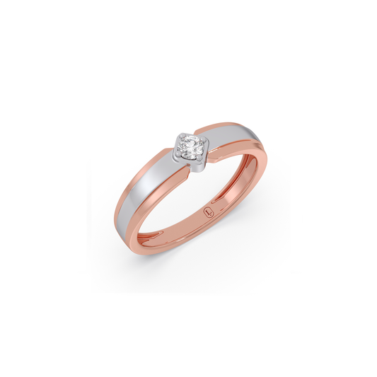 Regal Round Diamond Couple Band For Him - Rose