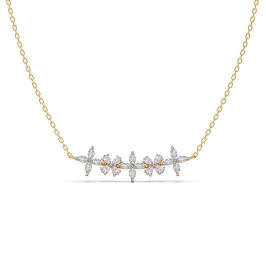 Exquisite Marquise & Pear Diamond Cluster Necklace - Yellow